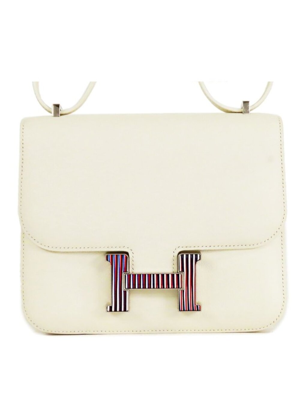 Hermes Constance 3 Mini 18 Optical White Silver Evercolor Lacquer Shoulder Bag
